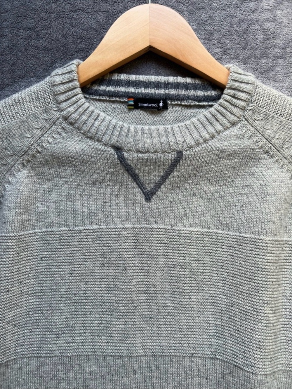 Smartwool Ripple Ridge Crew Neck Sweater Men's Sz M Merino Wool Blend Gray Soft - Picture 2 of 11